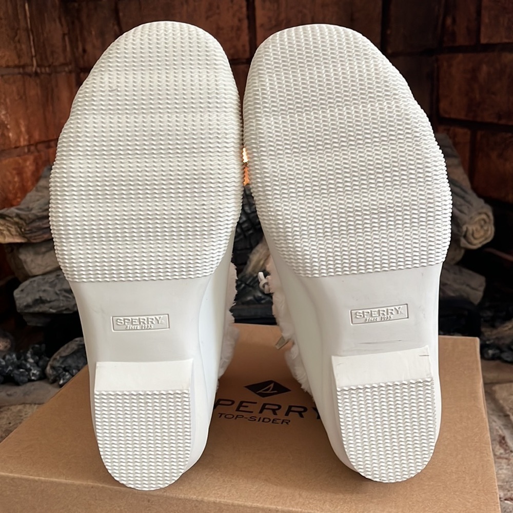 Brand New Sperry Saltwater Faux Fur Ivory Quilt Stitch Duck Boots Waterproof - Picture 12 of 16